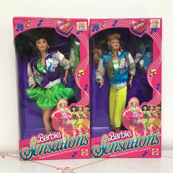 1987 Mattel Barbie "Sensations Becky & Bopsy" Dolls - Sealed - Picture 1 of 7